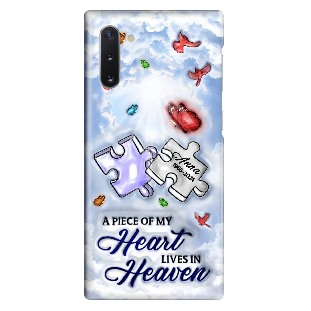 Custom Personalized Memorial Piece Phone Case - Memorial Gift Idea - Case For iPhone/ Samsung - A Piece Of My Heart Lives In Heaven