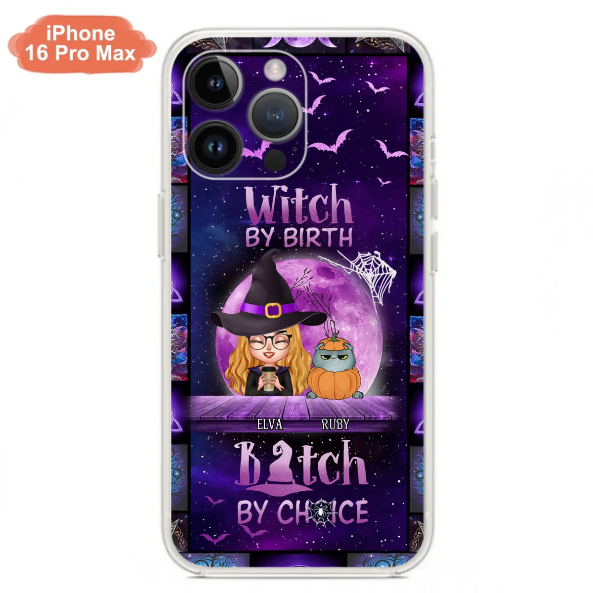 Custom Personalized Witch Phone Case - Gift Idea For Witch/ Dog/ Cat Lover - Upto 5 Pets - Witch By Birth - Case For iPhone/ Samsung