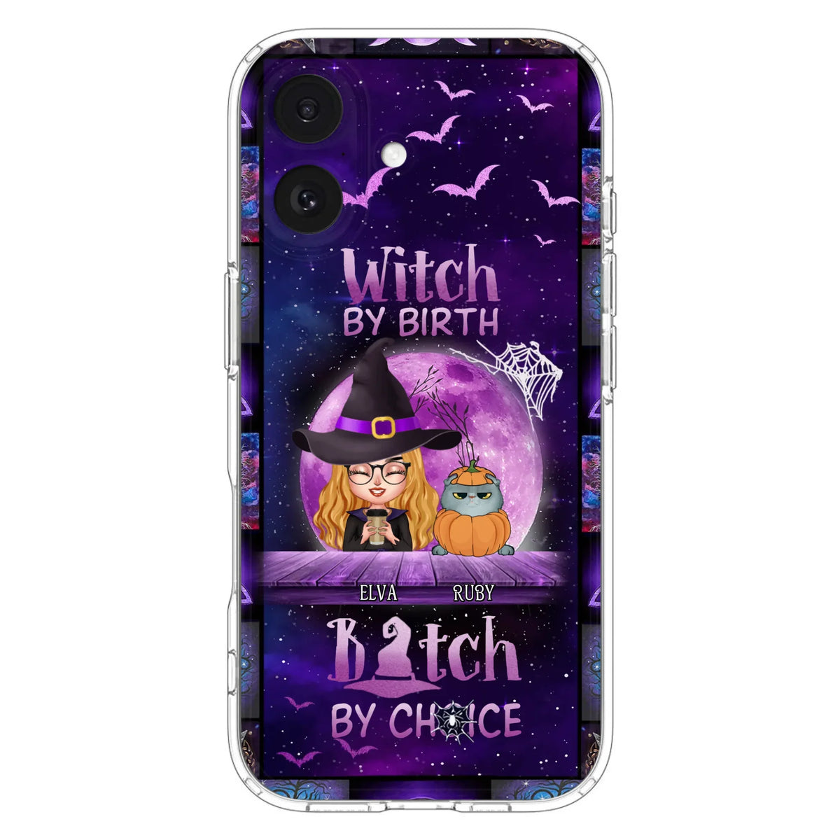Custom Personalized Witch Phone Case - Gift Idea For Witch/ Dog/ Cat Lover - Upto 5 Pets - Witch By Birth - Case For iPhone/ Samsung