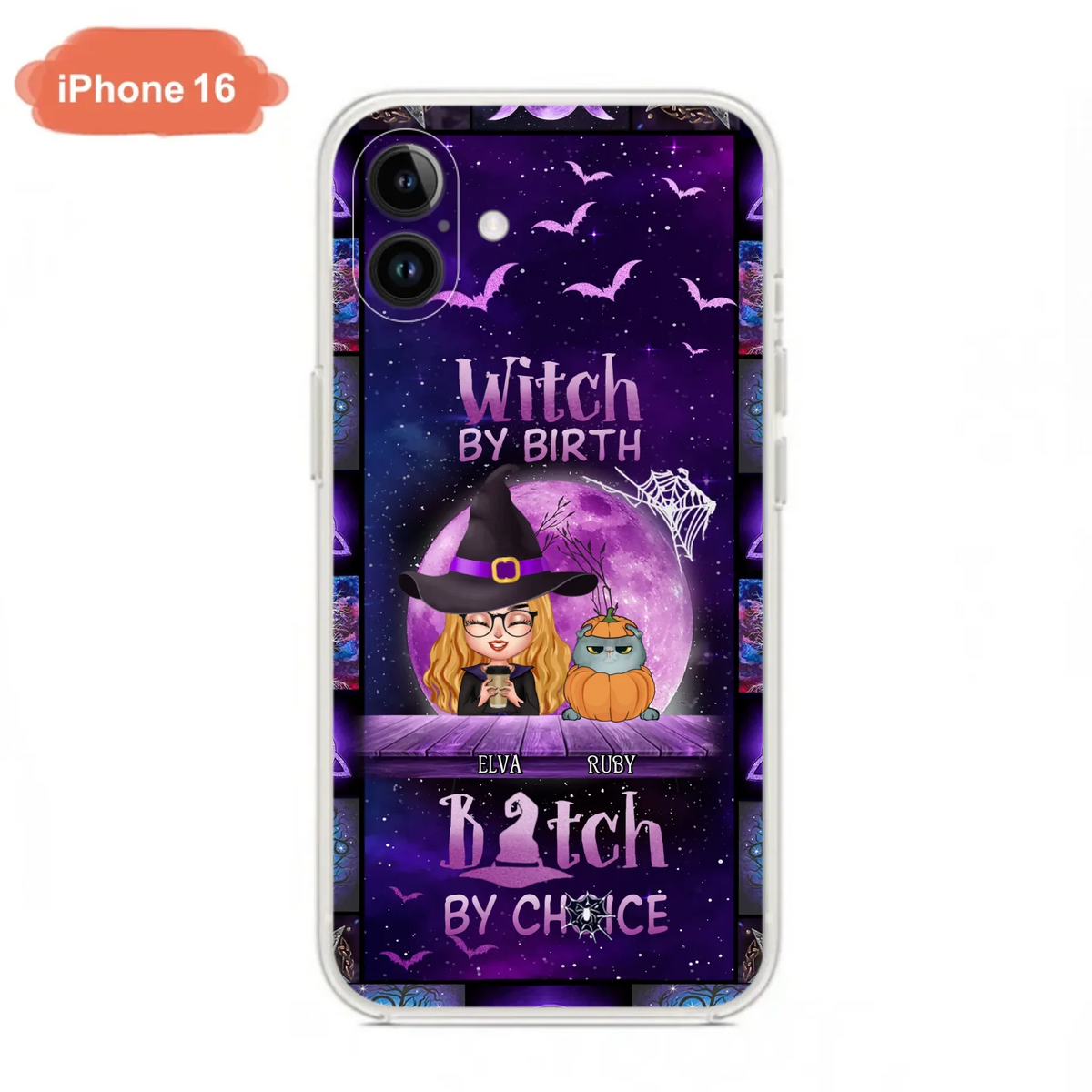 Custom Personalized Witch Phone Case - Gift Idea For Witch/ Dog/ Cat Lover - Upto 5 Pets - Witch By Birth - Case For iPhone/ Samsung