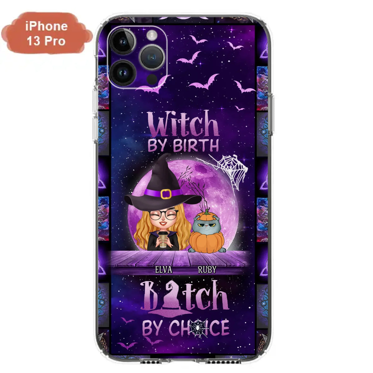 Custom Personalized Witch Phone Case - Gift Idea For Witch/ Dog/ Cat Lover - Upto 5 Pets - Witch By Birth - Case For iPhone/ Samsung