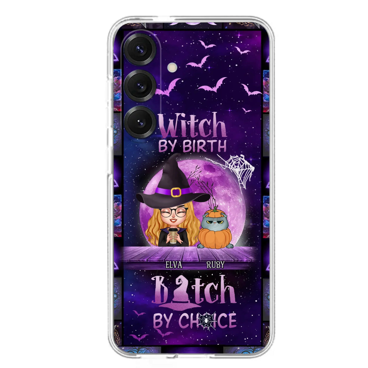 Custom Personalized Witch Phone Case - Gift Idea For Witch/ Dog/ Cat Lover - Upto 5 Pets - Witch By Birth - Case For iPhone/ Samsung