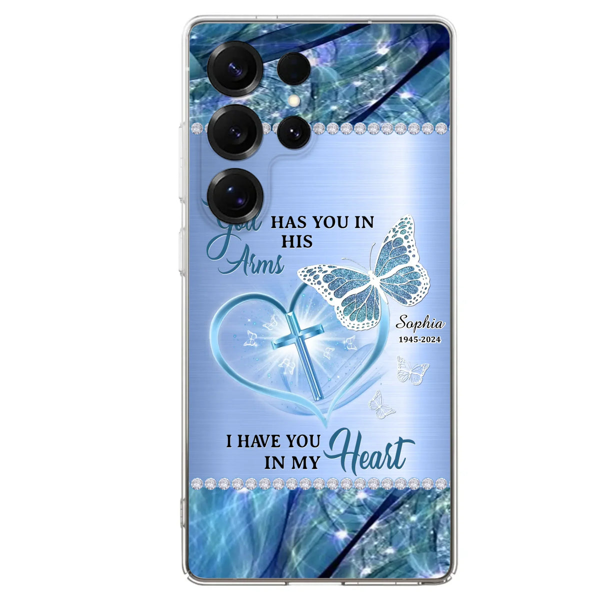 Custom Personalized Memorial Phone Case - Memorial Gift Idea For Family Member - God Has You In His Arms I Have You in My Heart - Case For iPhone/ Samsung