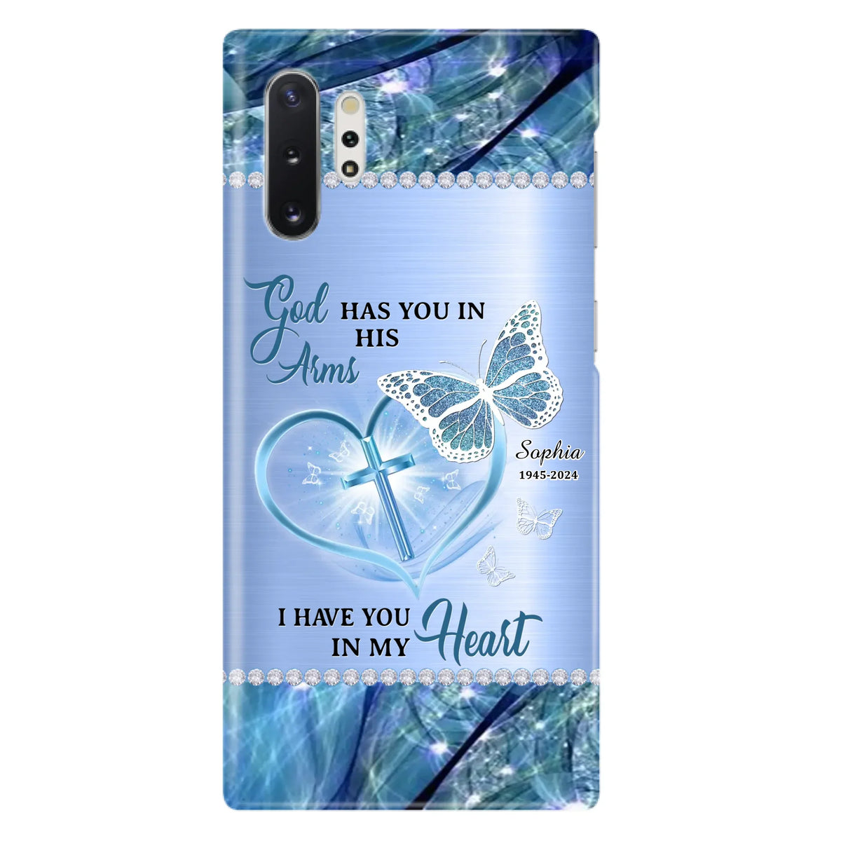 Custom Personalized Memorial Phone Case - Memorial Gift Idea For Family Member - God Has You In His Arms I Have You in My Heart - Case For iPhone/ Samsung
