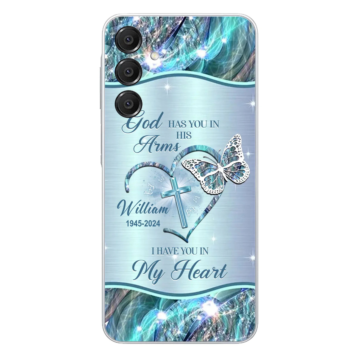 Custom Personalized Memorial Phone Case - Memorial Gift For Family Member - God Has You In His Arms I Have You In My Heart - Case For iPhone/ Samsung