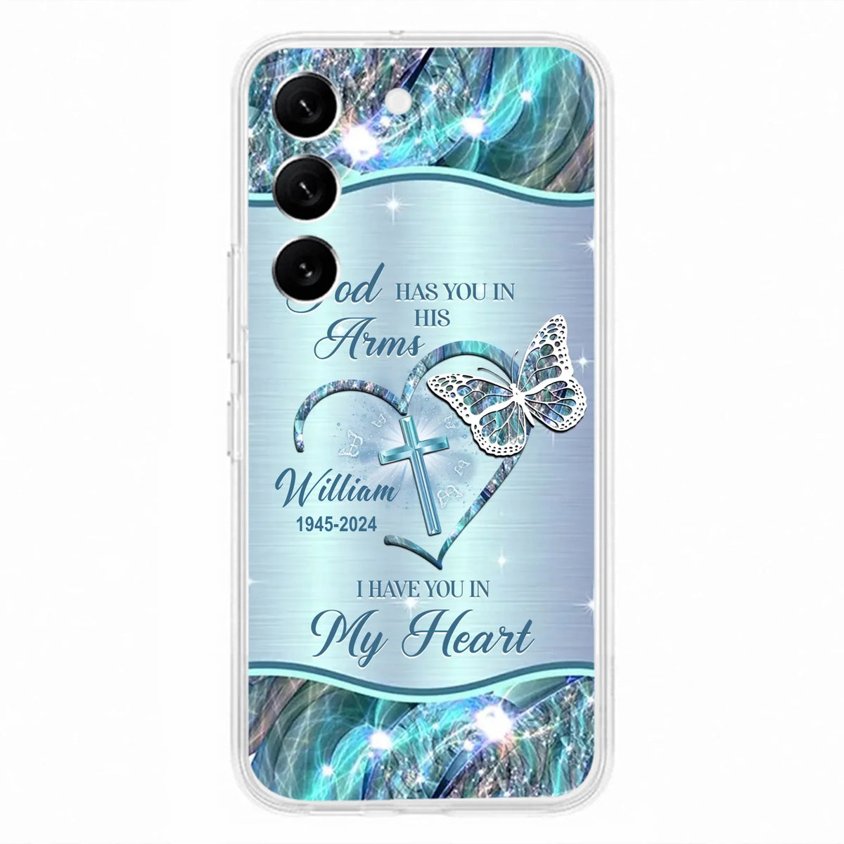 Custom Personalized Memorial Phone Case - Memorial Gift For Family Member - God Has You In His Arms I Have You In My Heart - Case For iPhone/ Samsung