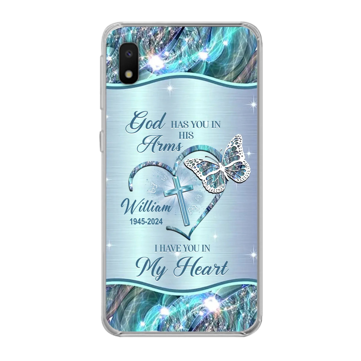 Custom Personalized Memorial Phone Case - Memorial Gift For Family Member - God Has You In His Arms I Have You In My Heart - Case For iPhone/ Samsung