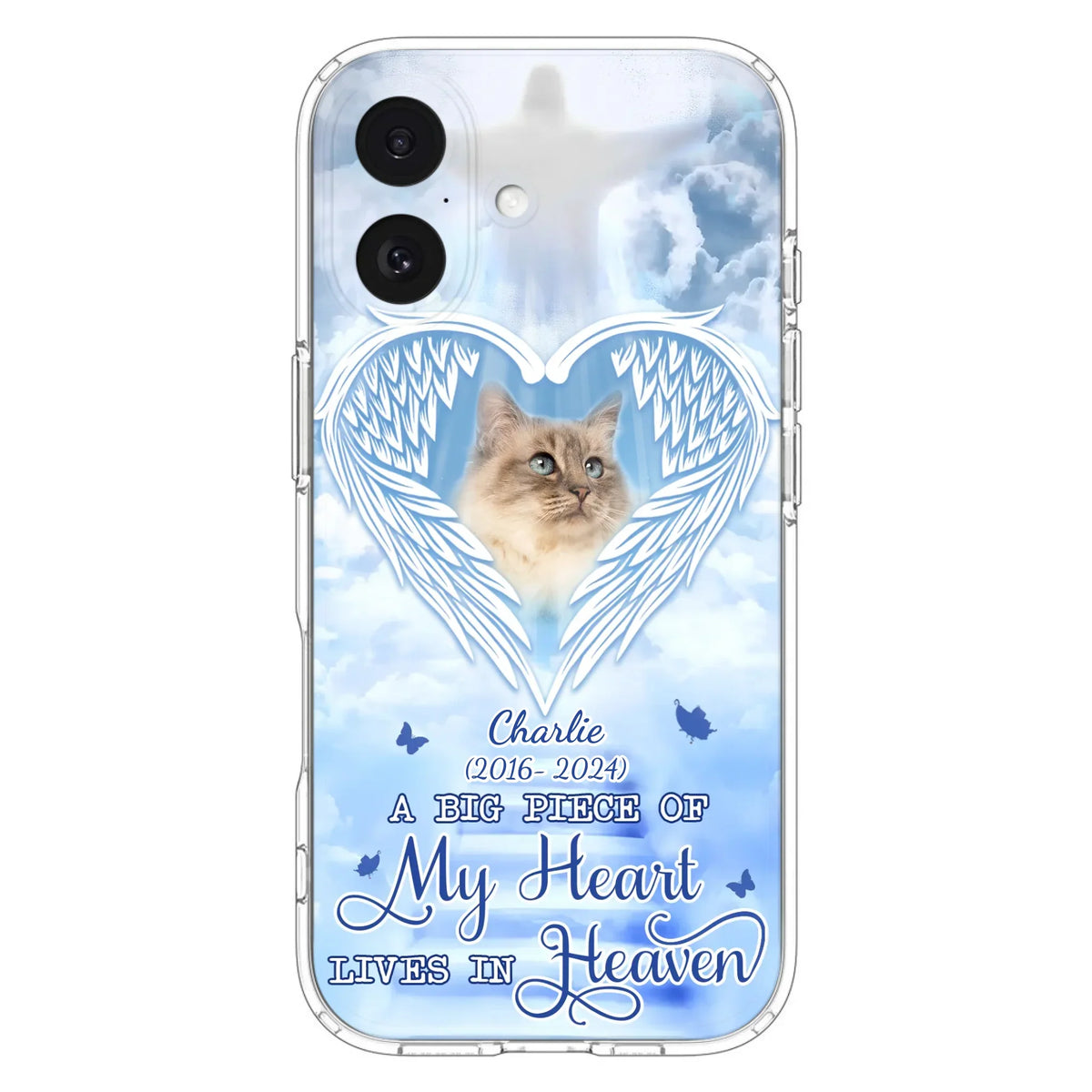 Custom Personalized Memorial Pet Phone Case - Upload Photo - Memorial Gift Idea For Pet Owner - A Big Piece Of My Heart Lives In Heaven - Case For iPhone/ Samsung