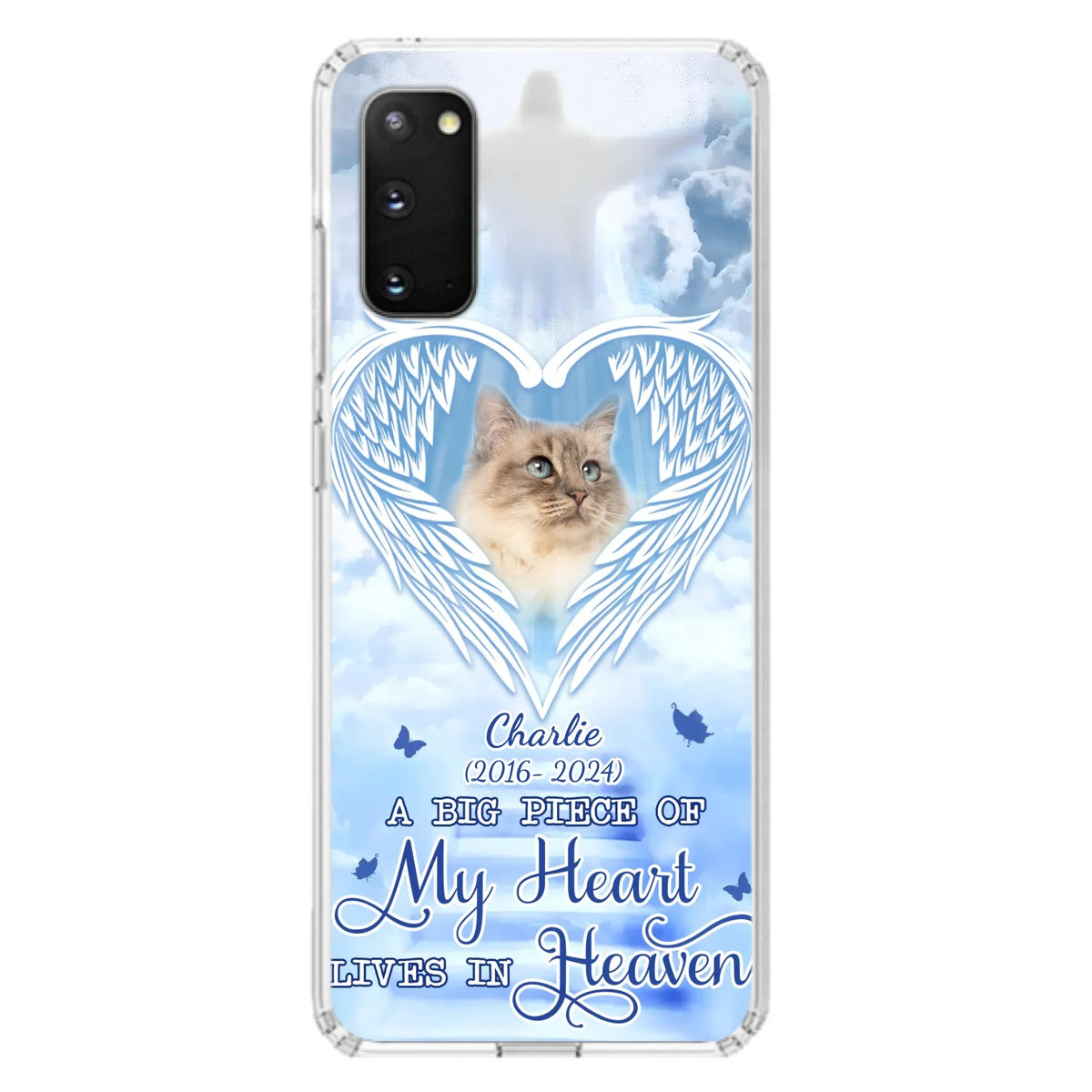 Custom Personalized Memorial Pet Phone Case - Upload Photo - Memorial Gift Idea For Pet Owner - A Big Piece Of My Heart Lives In Heaven - Case For iPhone/ Samsung