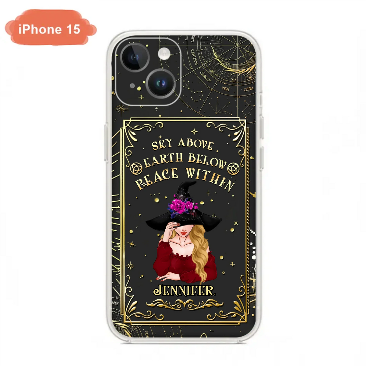 Custom Personalized Witch Tarrot Card Phone Case - Gift Idea For Witch/ Tarrot Lover - Sky Above Earth Below Peace Within - Case For iPhone/ Samsung