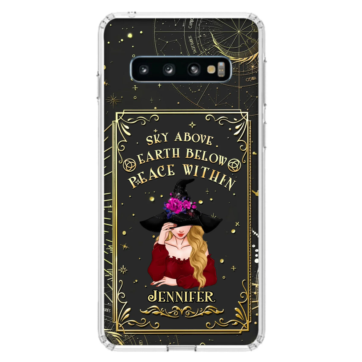 Custom Personalized Witch Tarrot Card Phone Case - Gift Idea For Witch/ Tarrot Lover - Sky Above Earth Below Peace Within - Case For iPhone/ Samsung