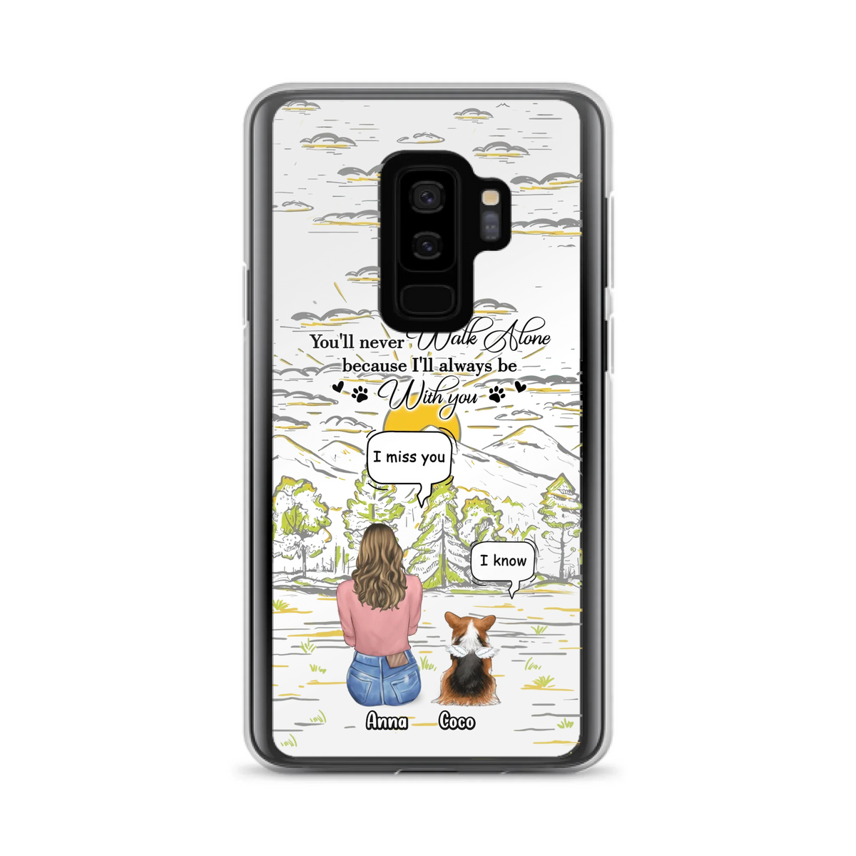 Custom Personalized Memorial iPhone/ Samsung Cases - Gift Idea For Pet Owner with up to 4 Pets - You'll Never Walk Alone Because I'll Always Be With You