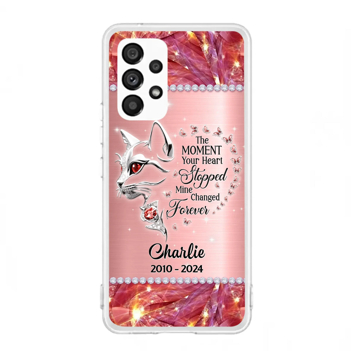 Custom Personalized Memorial Cat Phone Case - Memorial Gift For Cat Lover -  The Moment Your Heart Stopped Mine Changed Forever - Case For iPhone/ Samsung