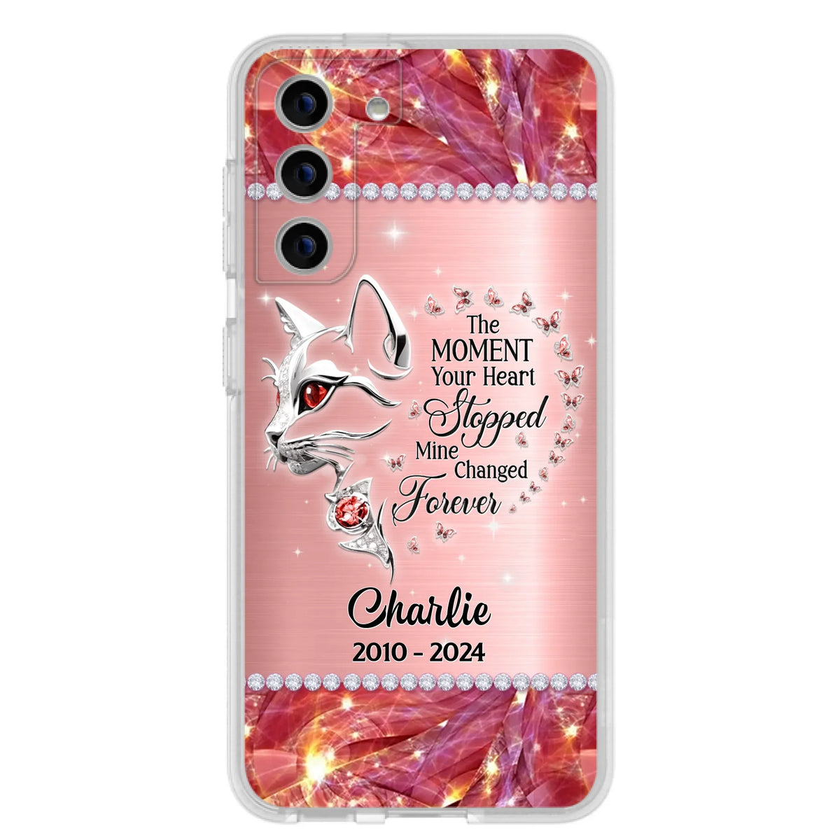 Custom Personalized Memorial Cat Phone Case - Memorial Gift For Cat Lover -  The Moment Your Heart Stopped Mine Changed Forever - Case For iPhone/ Samsung