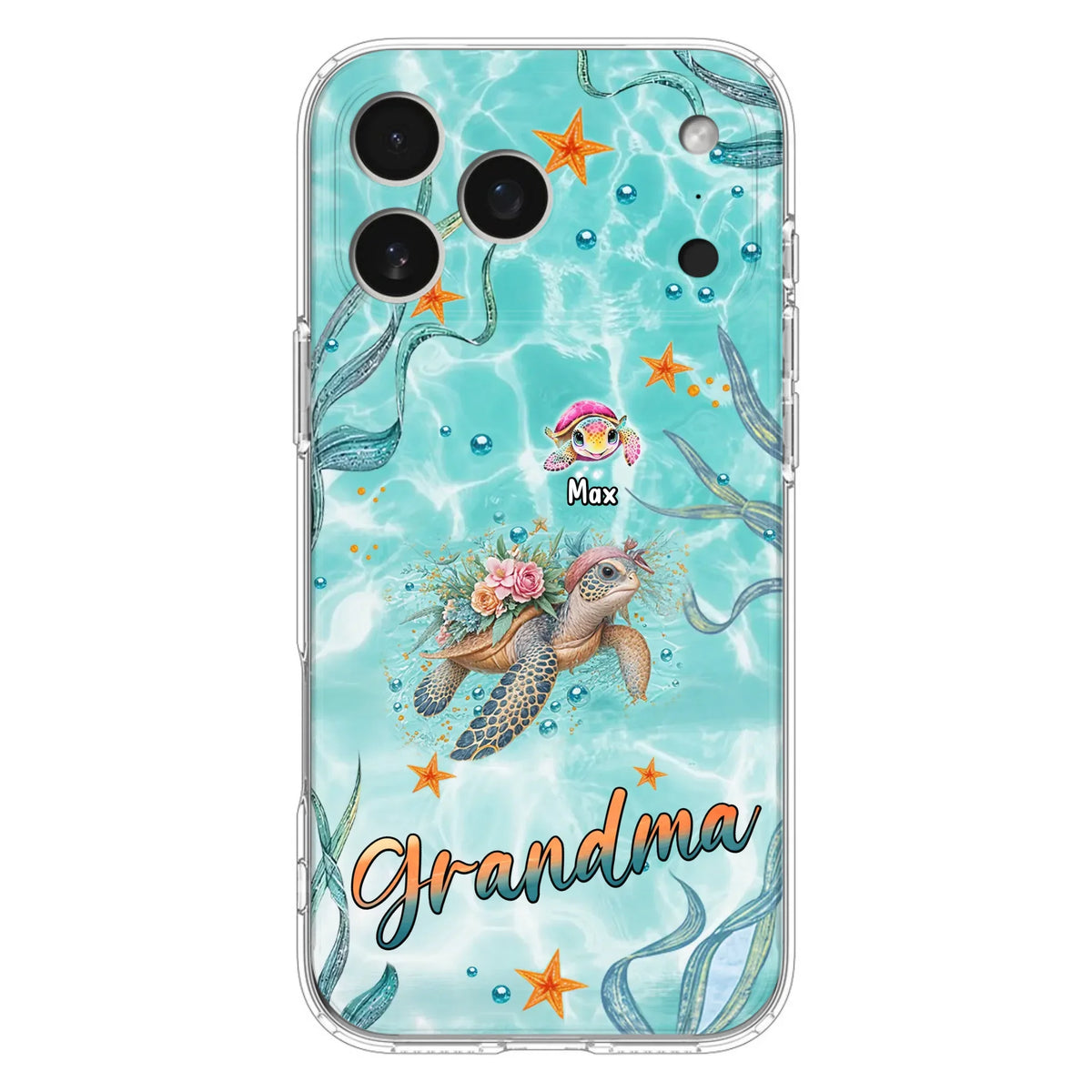 Custom Personalized Grandma Ocean Turtles Phone Case - Gift Idea For Grandma/ Mom - Up to 10 Kids - Case For iPhone/ Samsung