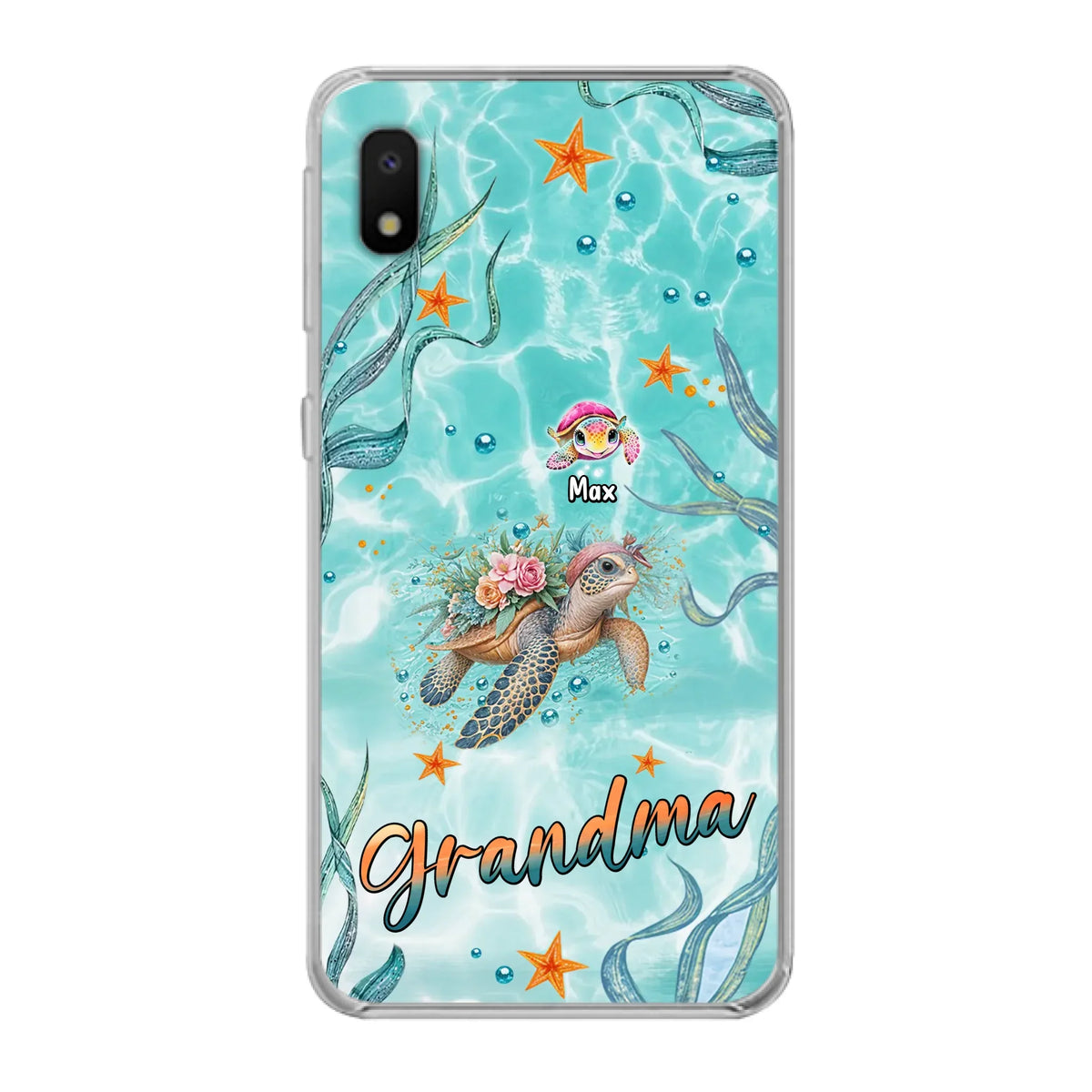 Custom Personalized Grandma Ocean Turtles Phone Case - Gift Idea For Grandma/ Mom - Up to 10 Kids - Case For iPhone/ Samsung