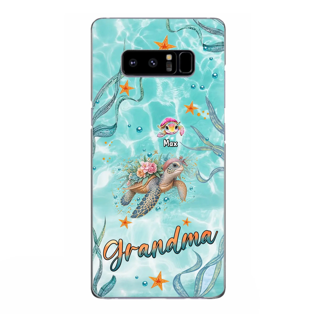 Custom Personalized Grandma Ocean Turtles Phone Case - Gift Idea For Grandma/ Mom - Up to 10 Kids - Case For iPhone/ Samsung