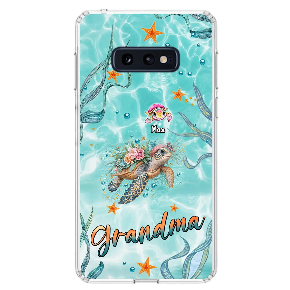 Custom Personalized Grandma Ocean Turtles Phone Case - Gift Idea For Grandma/ Mom - Up to 10 Kids - Case For iPhone/ Samsung