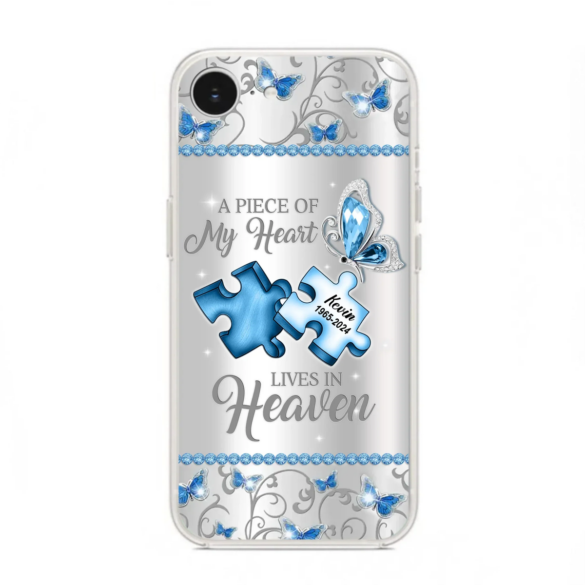 Custom Personalized Memorial Piece Phone Case - Memorial Gift For Family Member -  A Piece Of My Heart Lives In Heaven - Case for iPhone/Samsung