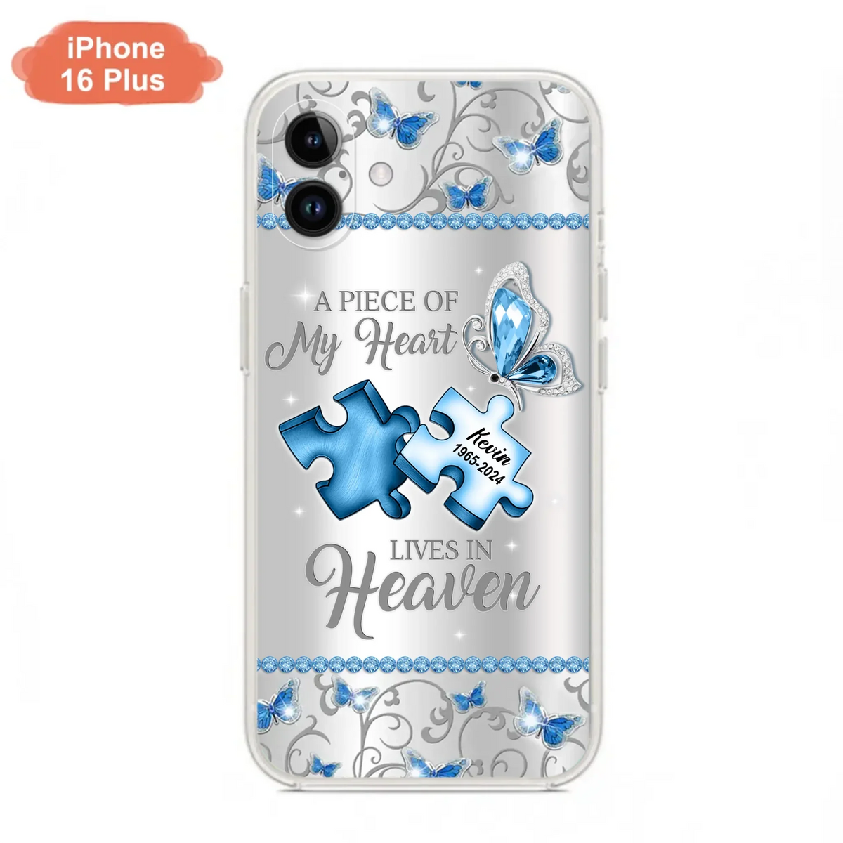 Custom Personalized Memorial Piece Phone Case - Memorial Gift For Family Member -  A Piece Of My Heart Lives In Heaven - Case for iPhone/Samsung