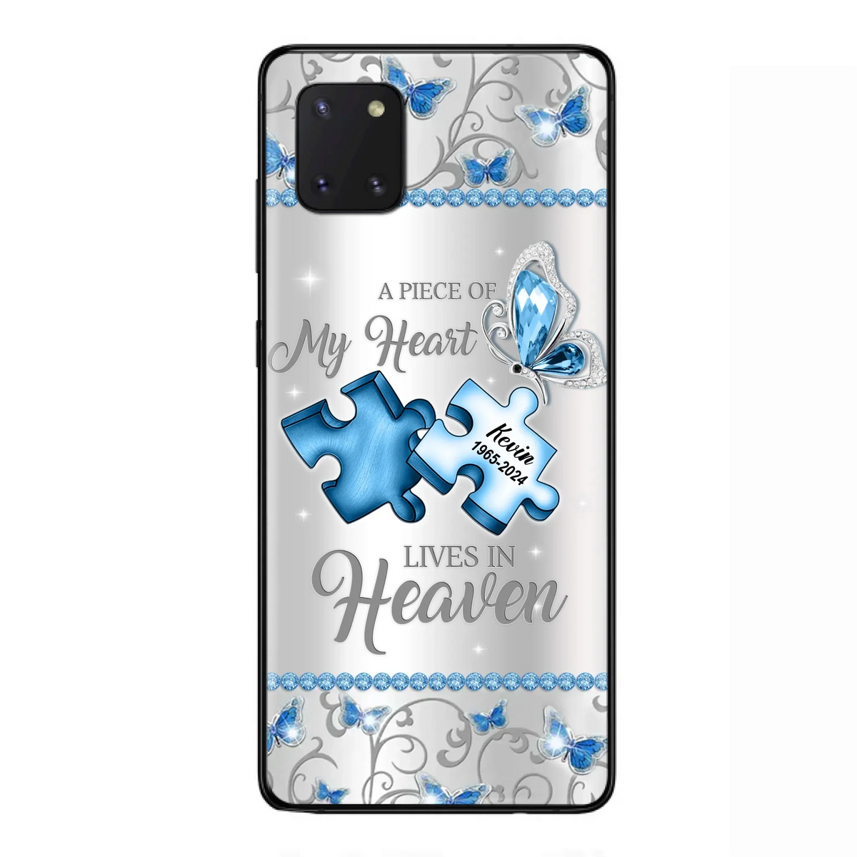 Custom Personalized Memorial Piece Phone Case - Memorial Gift For Family Member -  A Piece Of My Heart Lives In Heaven - Case for iPhone/Samsung