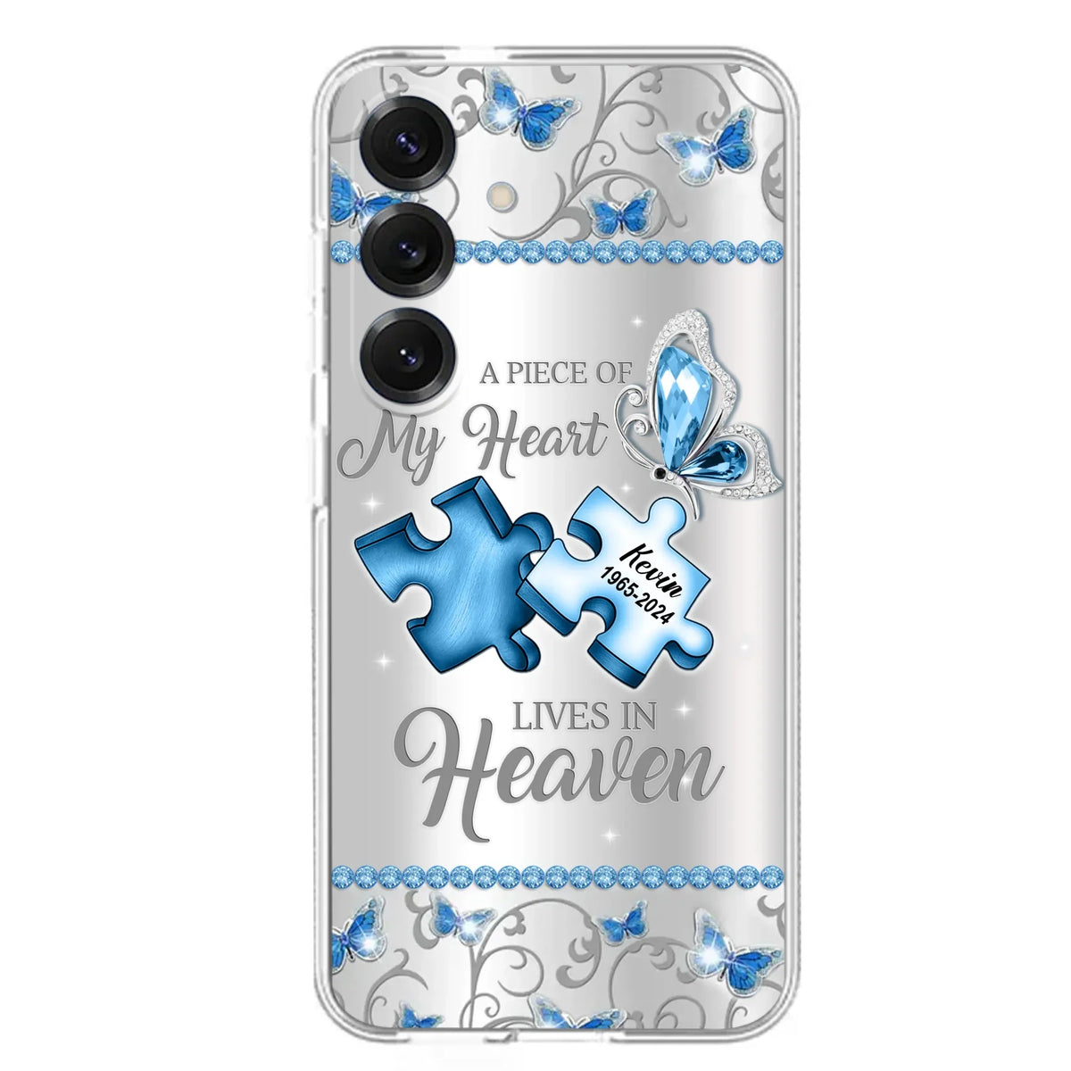 Custom Personalized Memorial Piece Phone Case - Memorial Gift For Family Member -  A Piece Of My Heart Lives In Heaven - Case for iPhone/Samsung