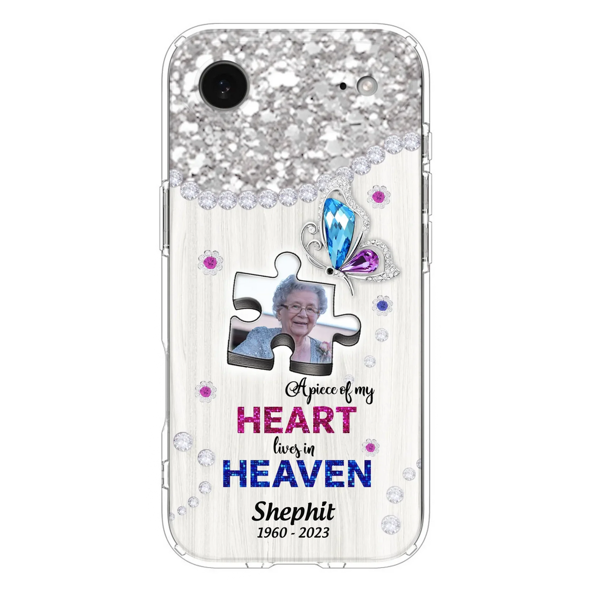 Custom Personalized Memorial Phone Case - Upload Photo - Memorial Gift Idea For Family Member -  A Piece Of My Heart Lives In Heaven - Case for iPhone/ Samsung