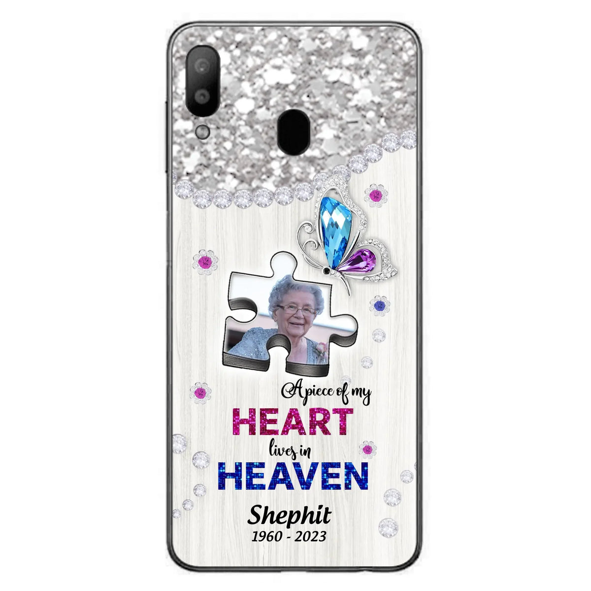 Custom Personalized Memorial Phone Case - Upload Photo - Memorial Gift Idea For Family Member -  A Piece Of My Heart Lives In Heaven - Case for iPhone/ Samsung
