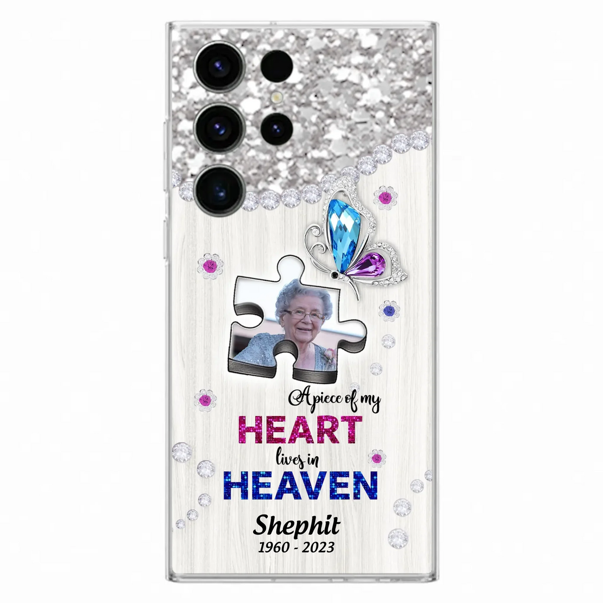 Custom Personalized Memorial Phone Case - Upload Photo - Memorial Gift Idea For Family Member -  A Piece Of My Heart Lives In Heaven - Case for iPhone/ Samsung