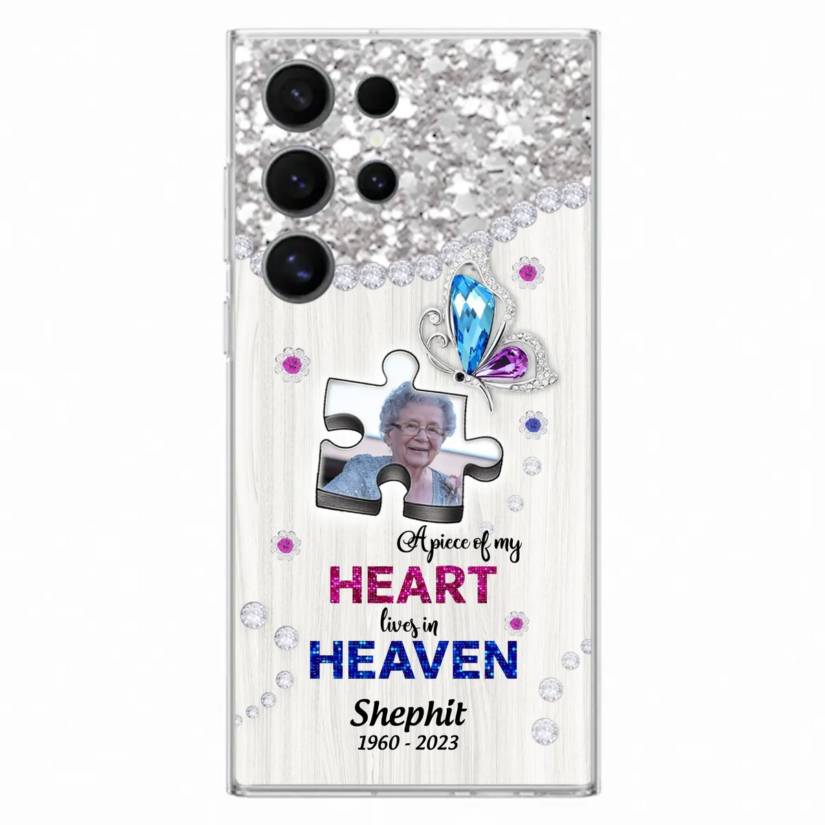 Custom Personalized Memorial Phone Case - Upload Photo - Memorial Gift Idea For Family Member -  A Piece Of My Heart Lives In Heaven - Case for iPhone/ Samsung