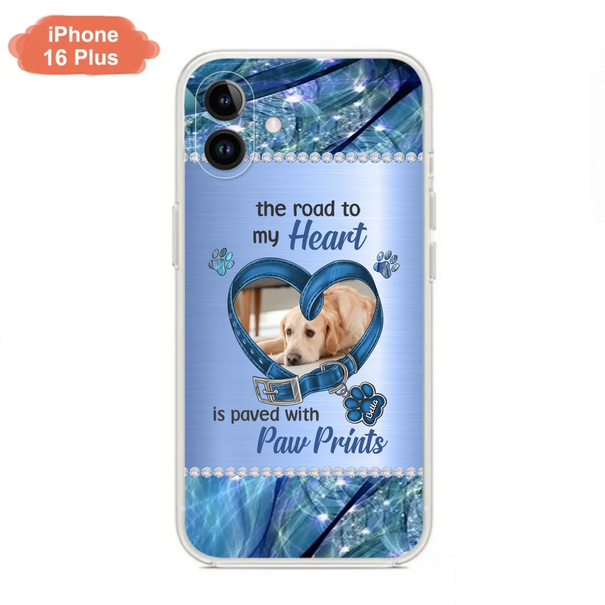 Custom Personalized Memorial Dog Collar Phone Case - Upload Photo - Memorial Gift Idea For Dog Owner - The Road To My Heart Is Paved With Paw Prints - Case for iPhone/ Samsung