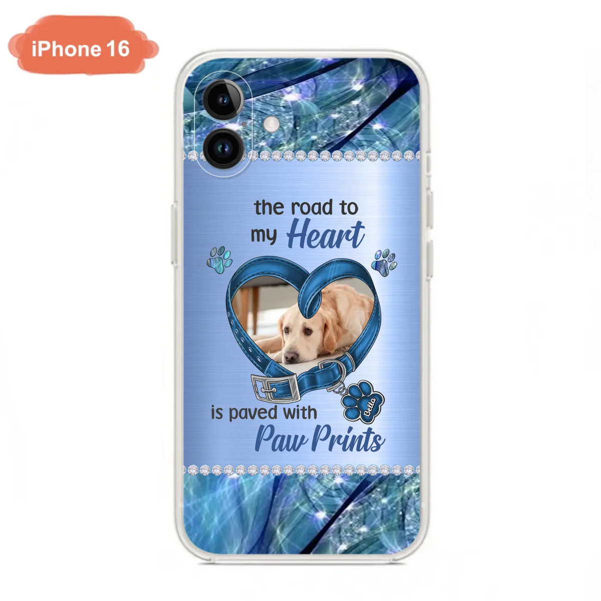 Custom Personalized Memorial Dog Collar Phone Case - Upload Photo - Memorial Gift Idea For Dog Owner - The Road To My Heart Is Paved With Paw Prints - Case for iPhone/ Samsung