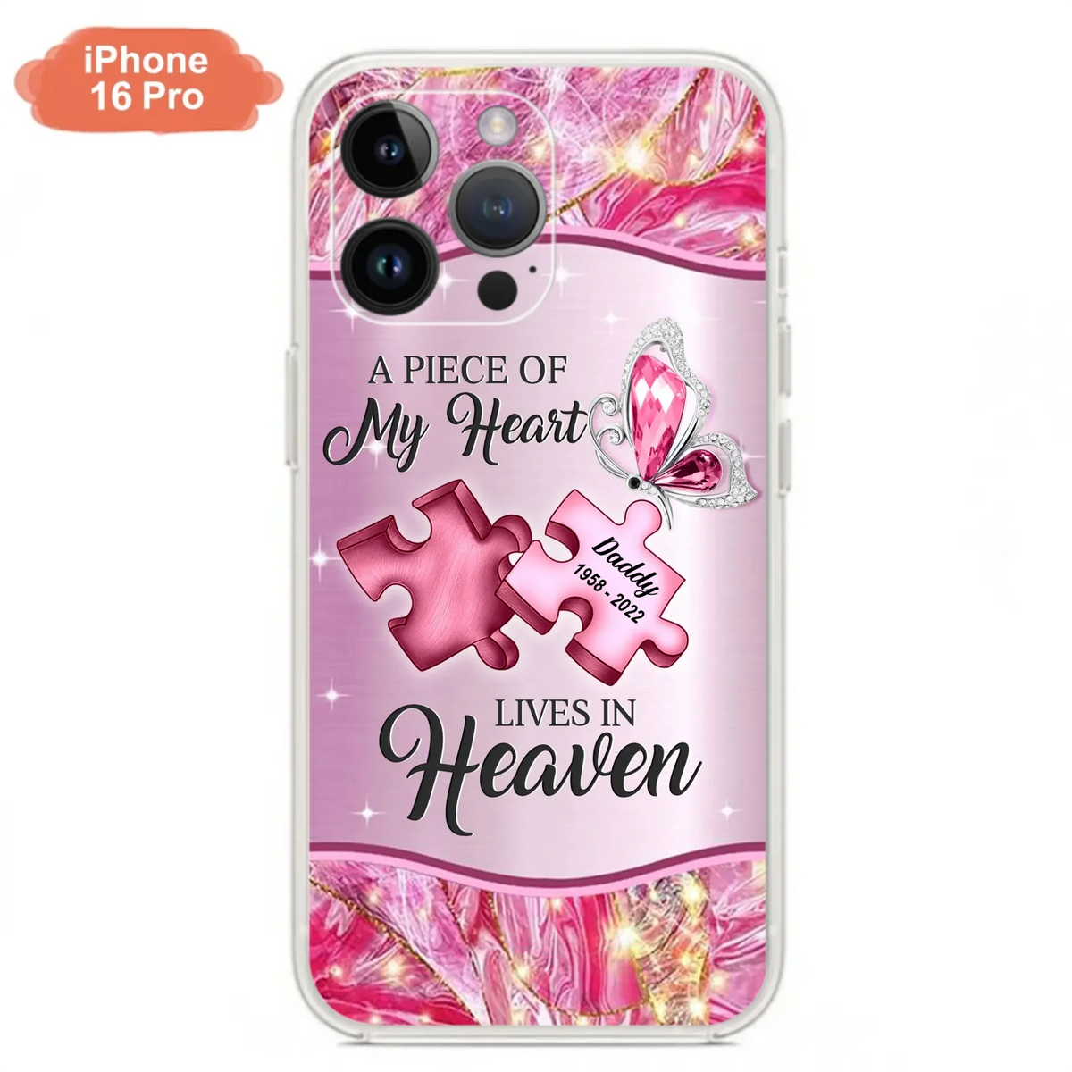 Custom Personalized Memorial Phone Case - Memorial Gift Idea for Father's Day - Case for iPhone/ Samsung - A Piece Of My Heart Lives In Heaven