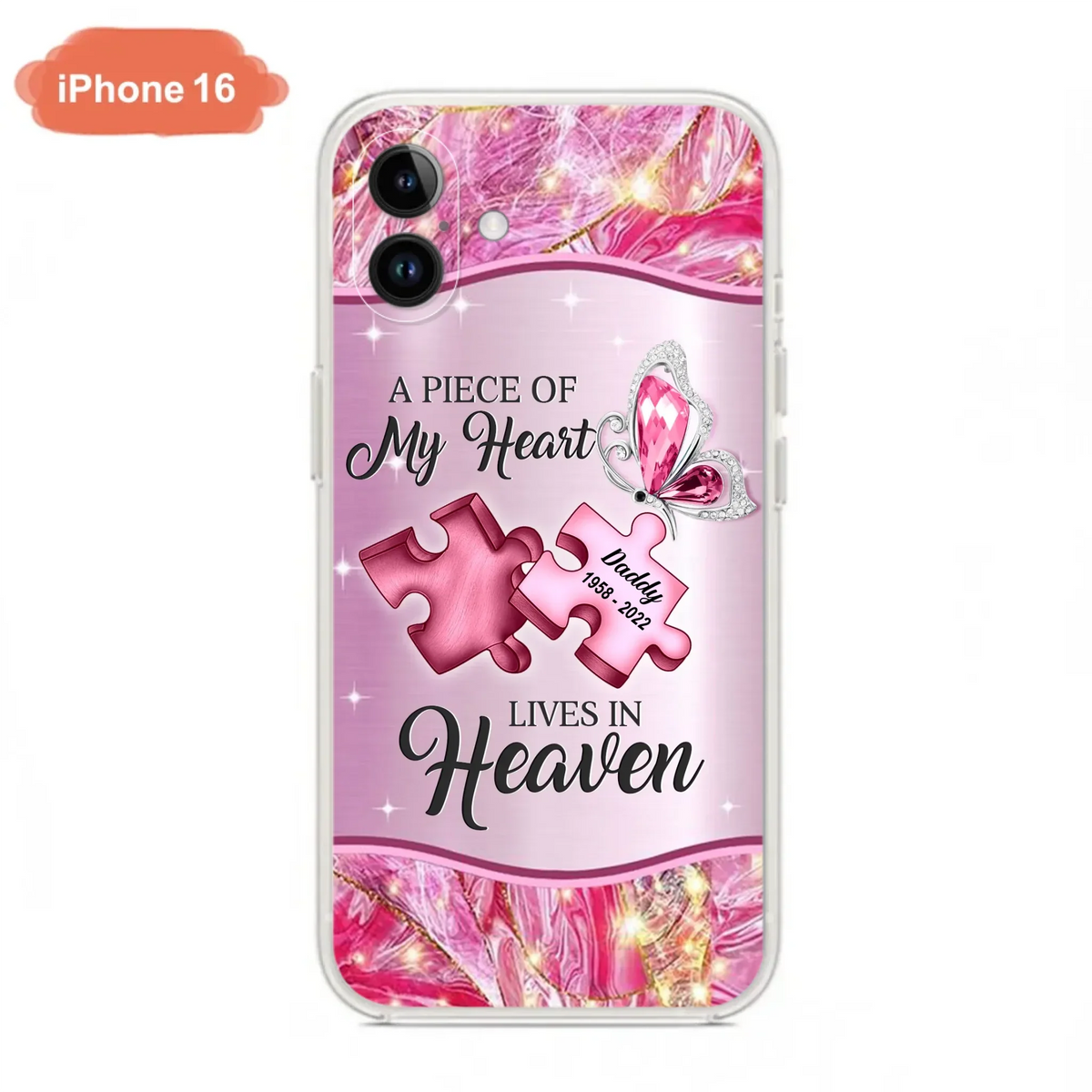 Custom Personalized Memorial Phone Case - Memorial Gift Idea for Father's Day - Case for iPhone/ Samsung - A Piece Of My Heart Lives In Heaven