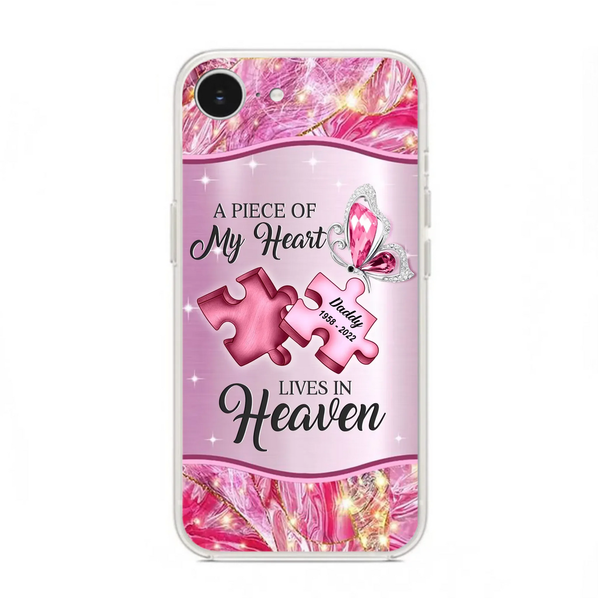Custom Personalized Memorial Phone Case - Memorial Gift Idea for Father's Day - Case for iPhone/ Samsung - A Piece Of My Heart Lives In Heaven