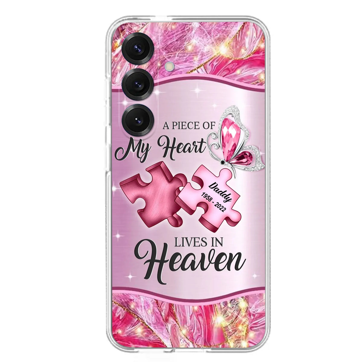 Custom Personalized Memorial Phone Case - Memorial Gift Idea for Father's Day - Case for iPhone/ Samsung - A Piece Of My Heart Lives In Heaven