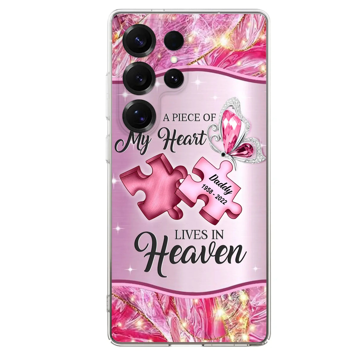 Custom Personalized Memorial Phone Case - Memorial Gift Idea for Father's Day - Case for iPhone/ Samsung - A Piece Of My Heart Lives In Heaven