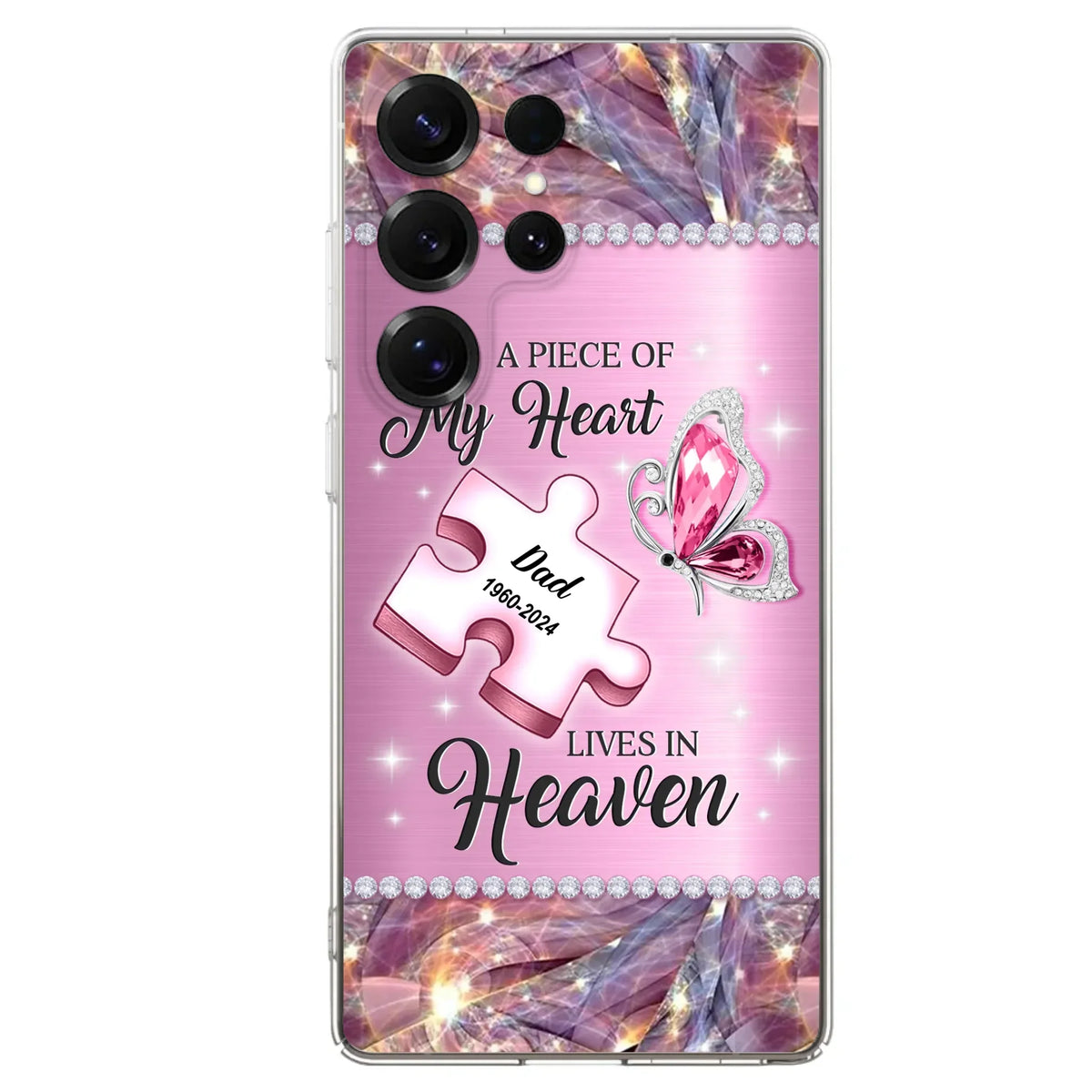 Custom Personalized Memorial Piece Phone Case - Memorial Gift Idea for Father's Day - A Piece Of My Heart Lives In Heaven - Case for iPhone/ Samsung