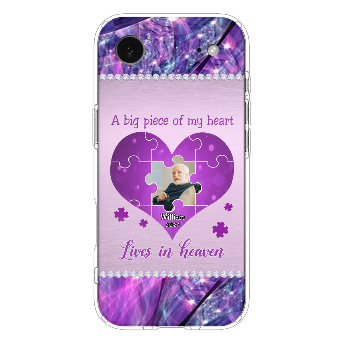 Custom Personalized Memorial Photo Phone Case - Memorial Gift Idea for Father's Day -  A Big Piece Of My Heart Lives In Heaven - Case for iPhone/Samsung