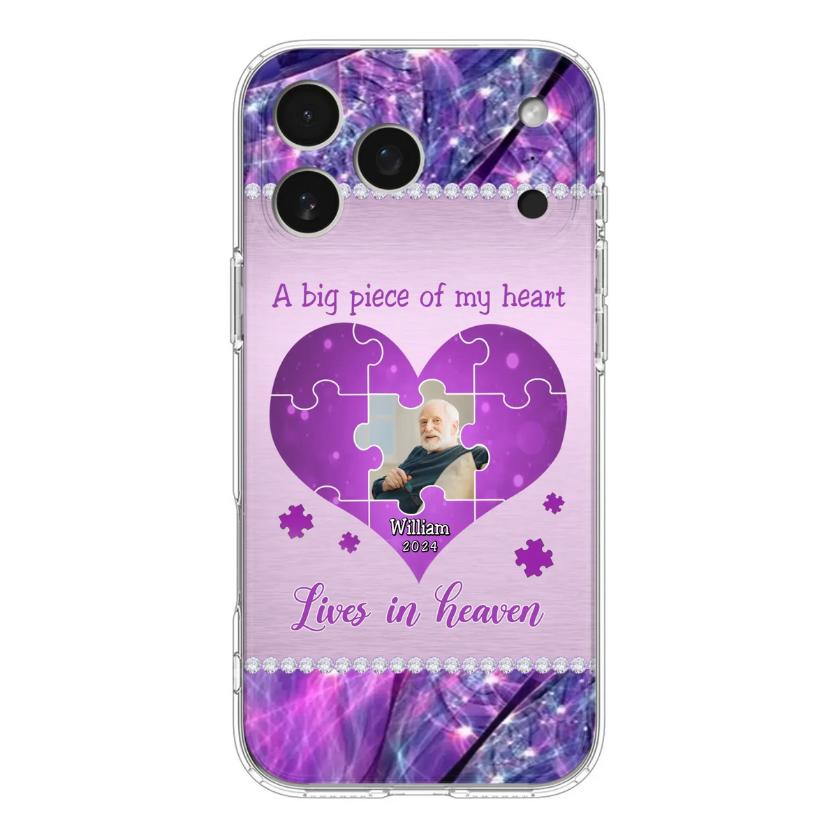 Custom Personalized Memorial Photo Phone Case - Memorial Gift Idea for Father's Day -  A Big Piece Of My Heart Lives In Heaven - Case for iPhone/Samsung