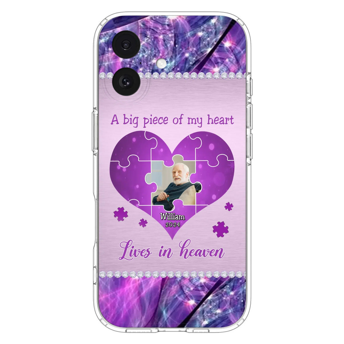 Custom Personalized Memorial Photo Phone Case - Memorial Gift Idea for Father's Day -  A Big Piece Of My Heart Lives In Heaven - Case for iPhone/Samsung