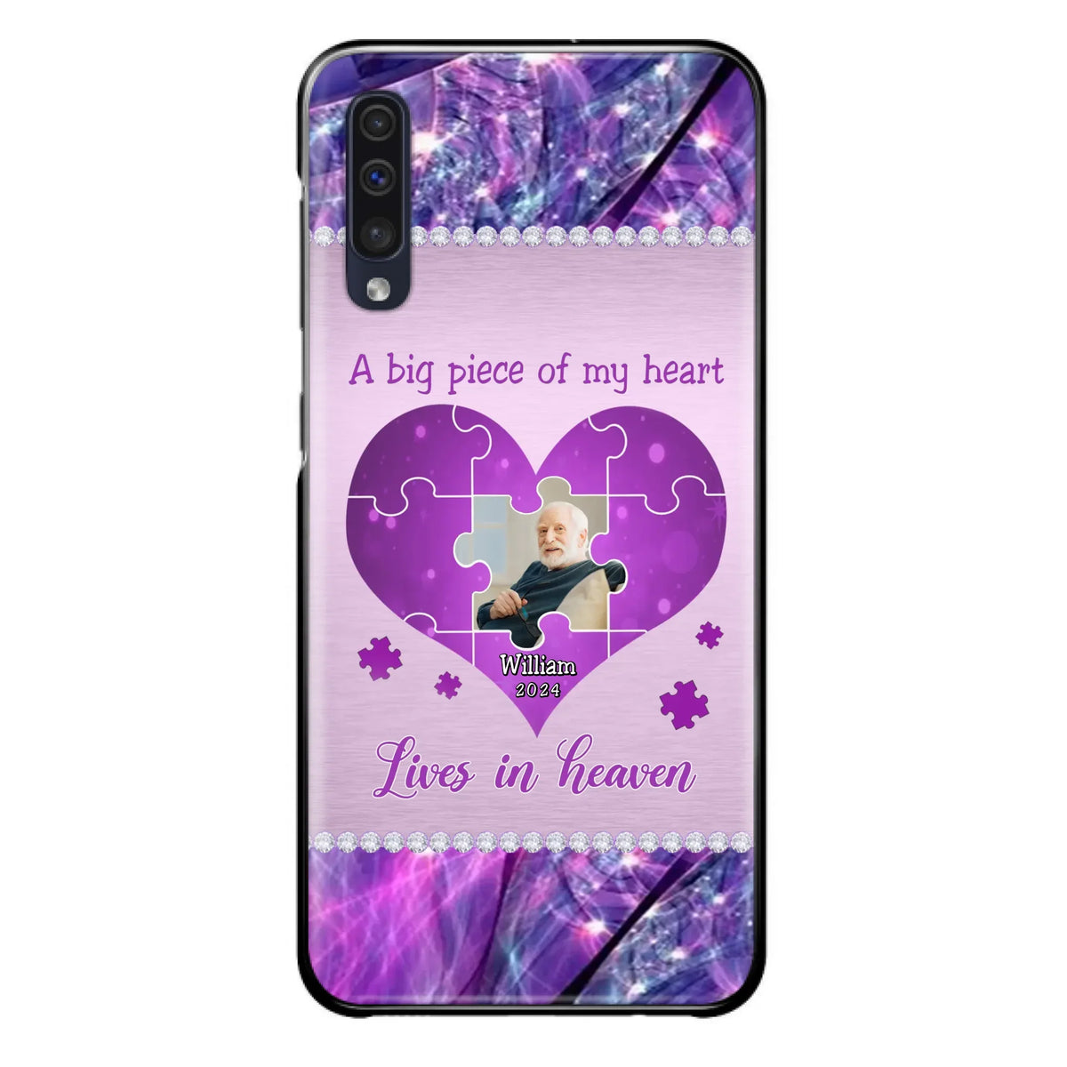 Custom Personalized Memorial Photo Phone Case - Memorial Gift Idea for Father's Day -  A Big Piece Of My Heart Lives In Heaven - Case for iPhone/Samsung