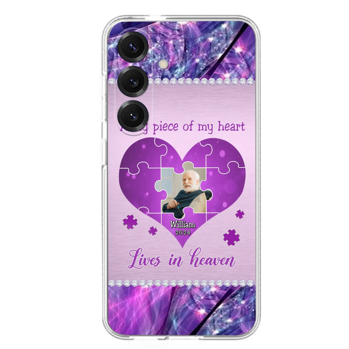 Custom Personalized Memorial Photo Phone Case - Memorial Gift Idea for Father's Day -  A Big Piece Of My Heart Lives In Heaven - Case for iPhone/Samsung