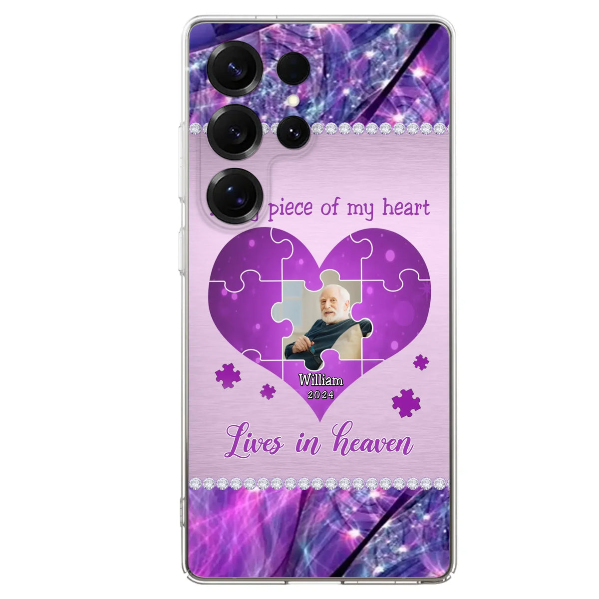 Custom Personalized Memorial Photo Phone Case - Memorial Gift Idea for Father's Day -  A Big Piece Of My Heart Lives In Heaven - Case for iPhone/Samsung