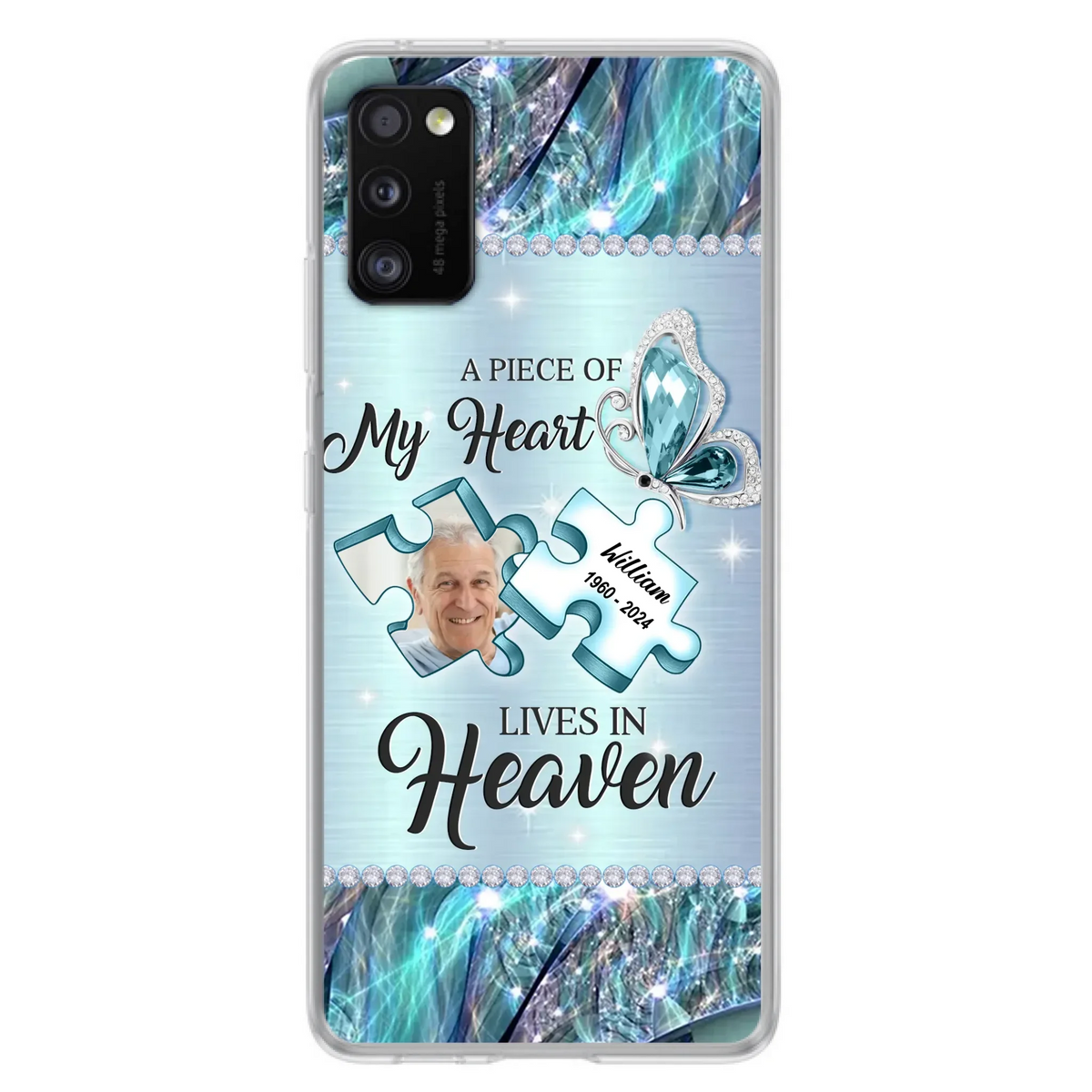 Custom Personalized Memorial Photo Phone Case - Memorial Gift Idea for Father's Day -  A Piece Of My Heart Lives In Heaven - Case for iPhone/Samsung