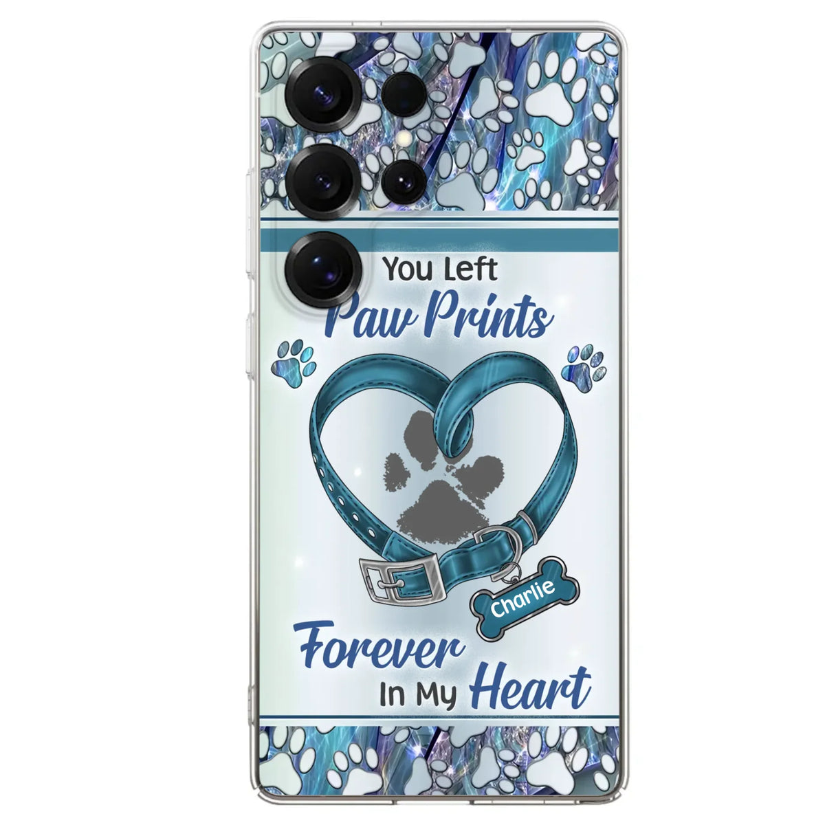 Custom Personalized Memorial Dog Collar Phone Case - Memorial Gift Idea For Dog Lover - You Left Paw Prints Forever In My Heart - Case for iPhone/ Samsung