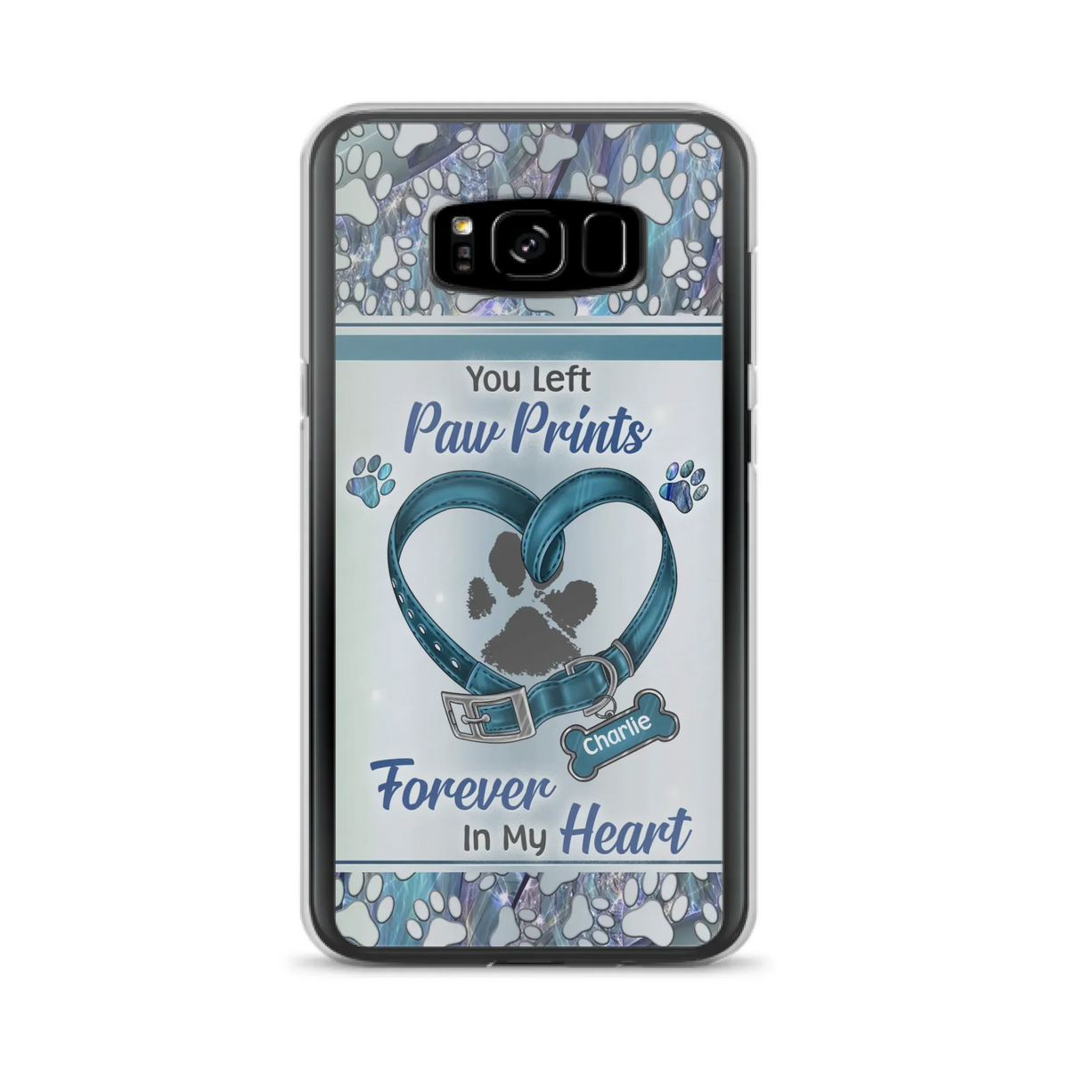 Custom Personalized Memorial Dog Collar Phone Case - Memorial Gift Idea For Dog Lover - You Left Paw Prints Forever In My Heart - Case for iPhone/ Samsung