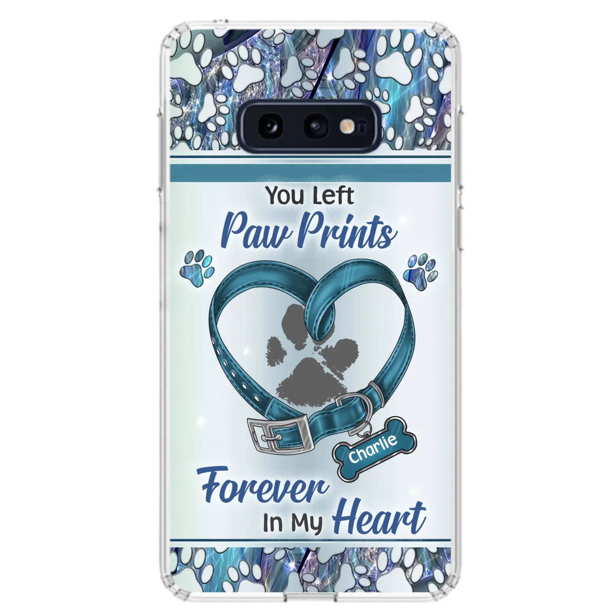 Custom Personalized Memorial Dog Collar Phone Case - Memorial Gift Idea For Dog Lover - You Left Paw Prints Forever In My Heart - Case for iPhone/ Samsung