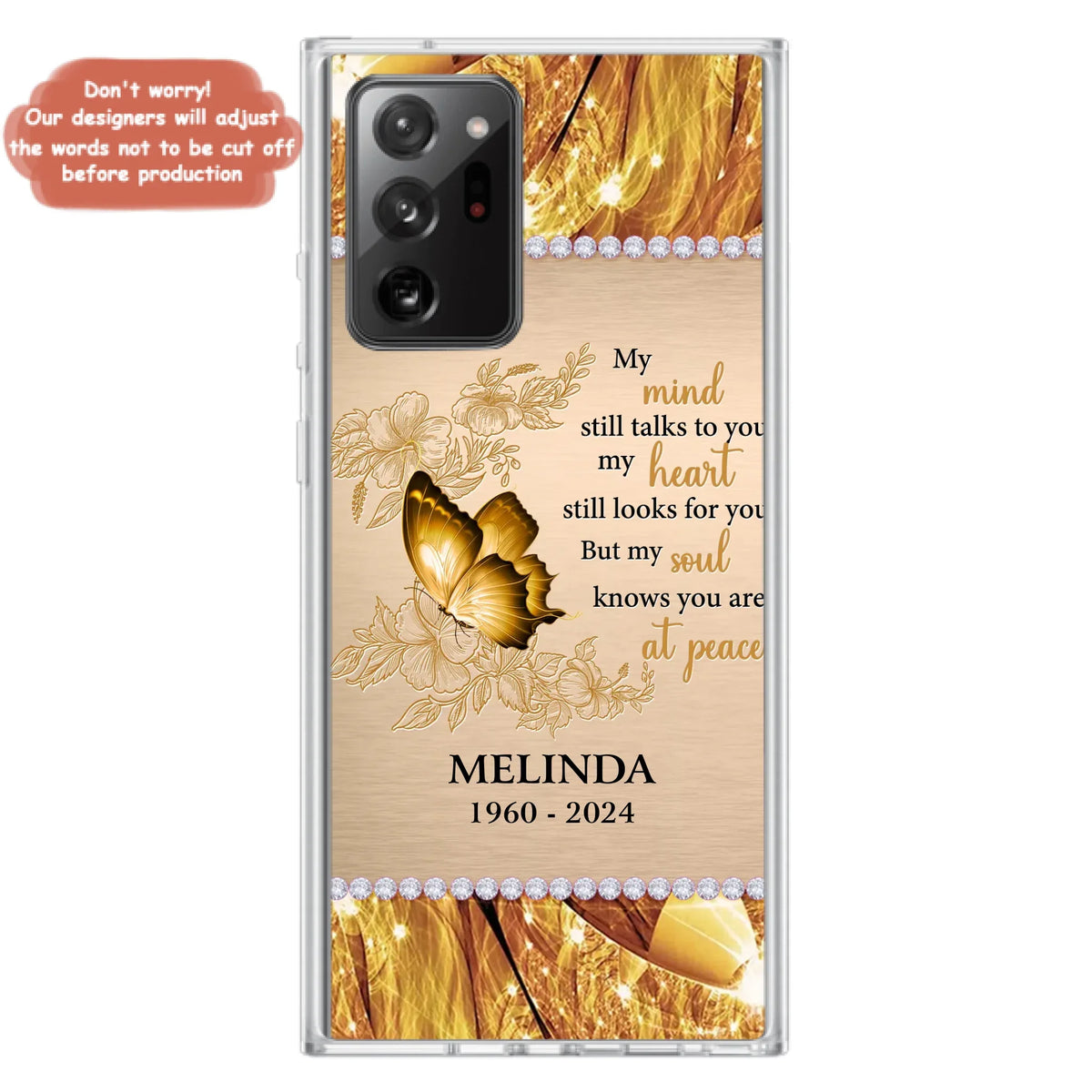 Custom Personalized Memorial Butterfly Phone Case - Memorial Gift Idea - My Mind Still Talks To You - Case for iPhone/Samsung