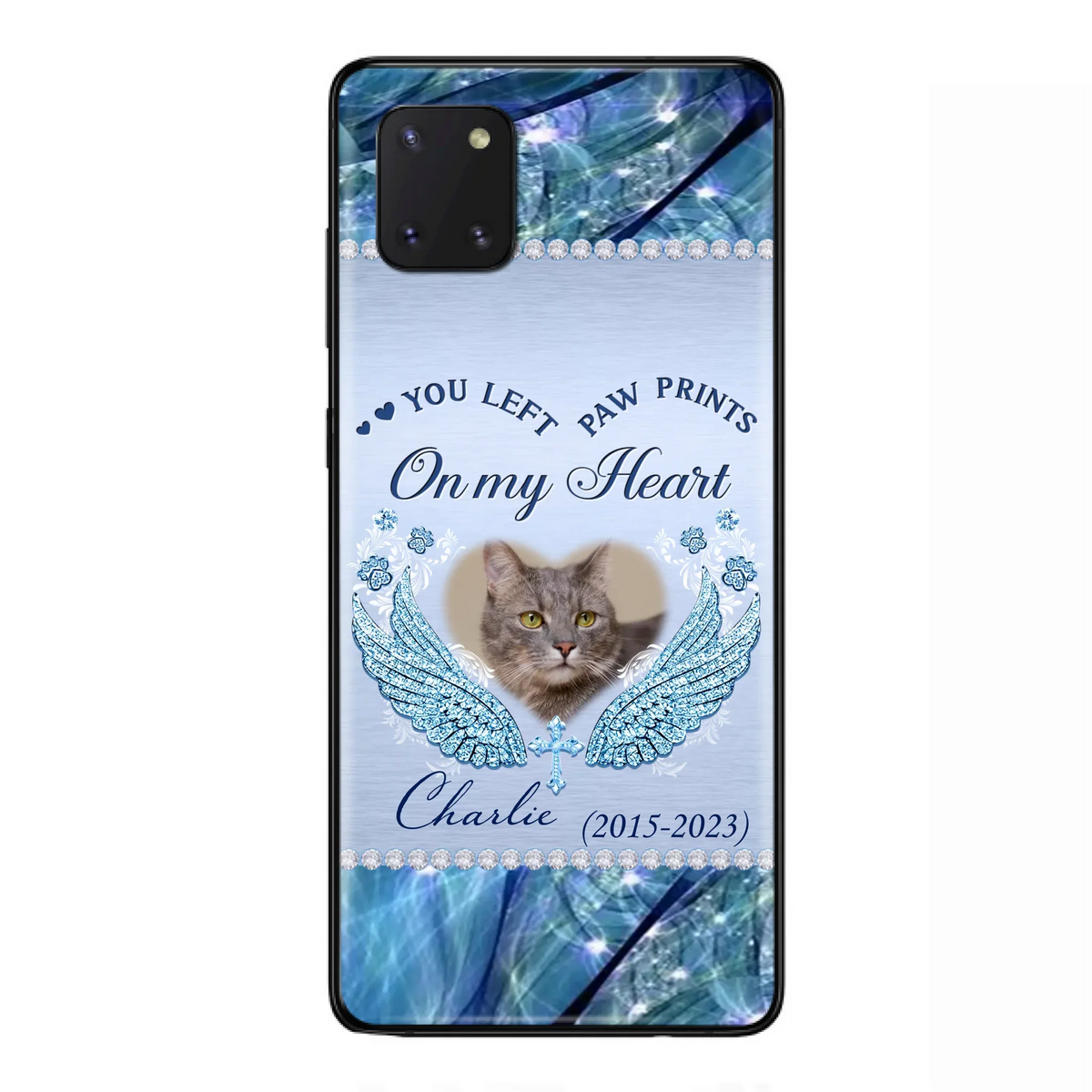 Custom Personalized Memorial Phone Case - Upload Photo - Memorial Gift Idea For Dog/ Cat Lover - You Left Paw Prints On My Heart - Case for iPhone/Samsung